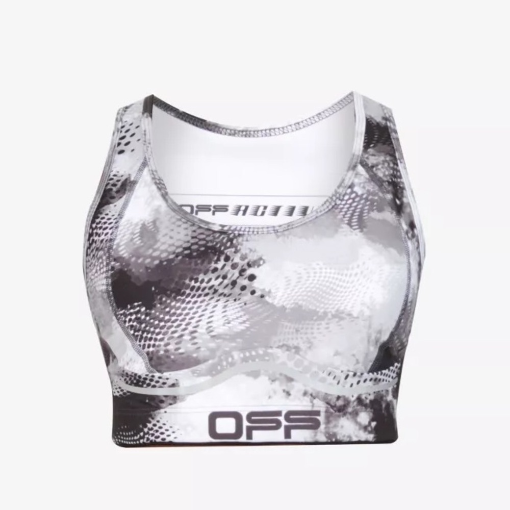 OFF-WHITE Printed Stretch-Jersey Sports Bra Sz. S​